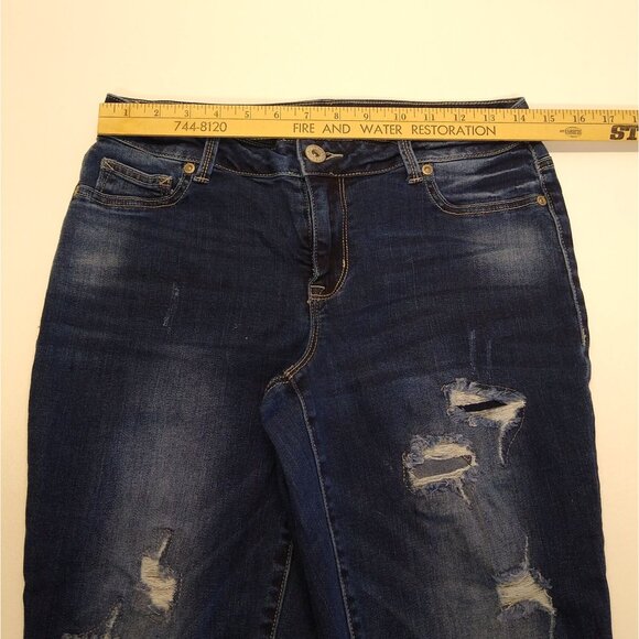 Maurices Distressed Skinny Jean M-Short Blue Denim Ripped Details Cotton Spandex - Picture 8 of 9